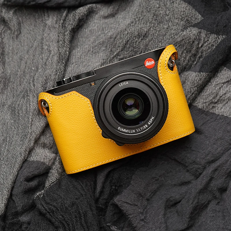 Für Leica Q2 Palm Print Holster Ohne Griff Vintage Schutz Zubehör Handarbeit Foto Kamera Echtes Leder Rindsleder Tasche Fall