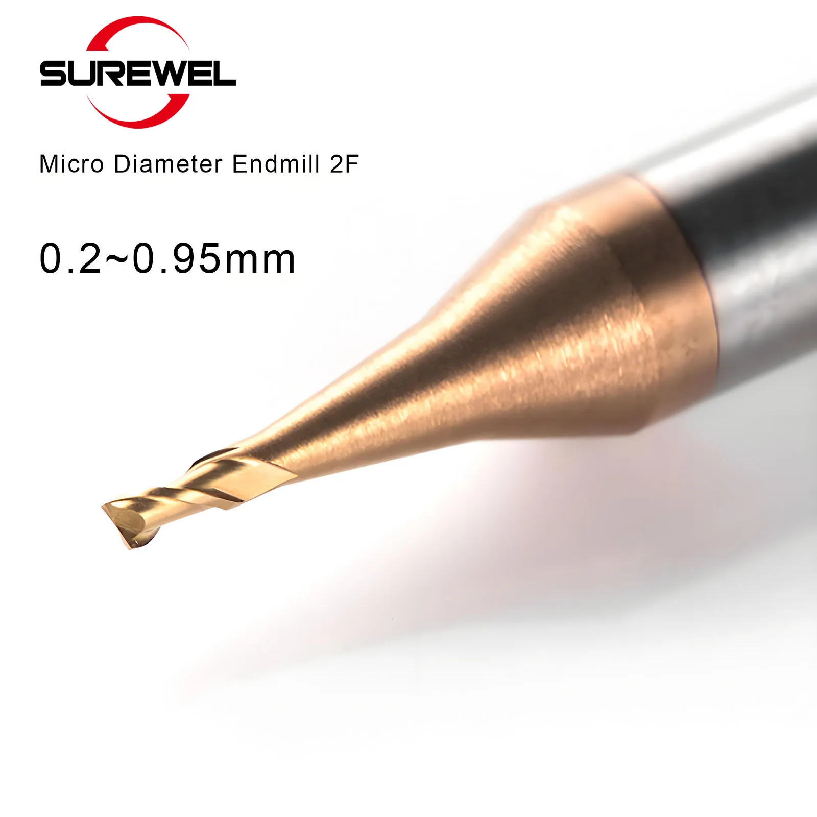 SUREWEL HRC55°-HRC65° 2 เม็ดมีดเส้นผ่านศูนย์กลางไมโครหัวกัดความแม่นยําเครื่องมือมิลลิ่งสําหรับงานที่มีรายละเอียดและการตกแต่ง