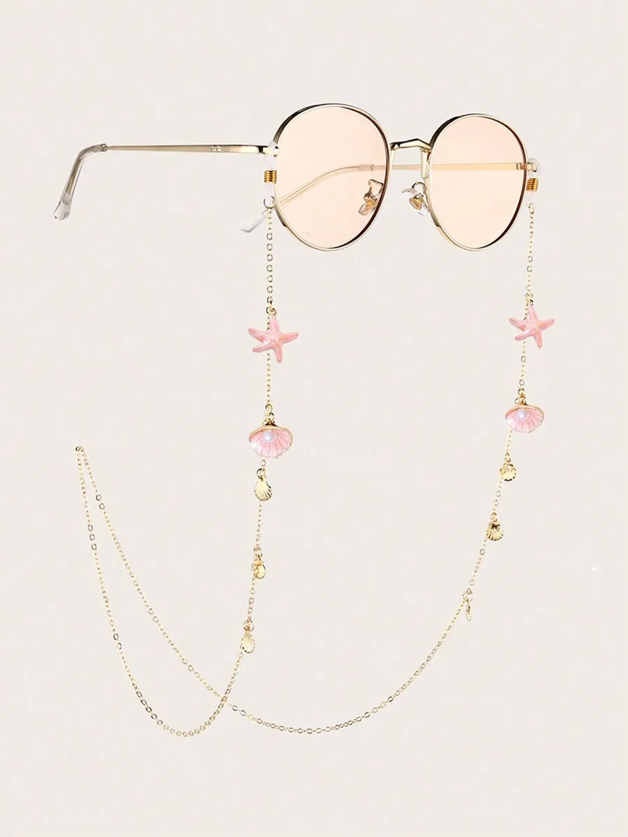 1pc Starfish,Shell Decorated Eyeglasses Chain,Women's Eyeglasses Chain,Women's Anti-Slip Eyeglasses Strap,Travel Essential