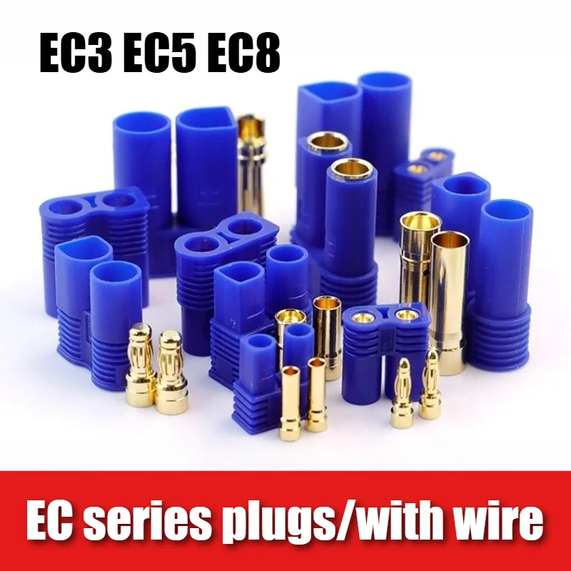 1pc EC3 EC5 EC8 Male Female Connector Emergency Starting Power Bullet Banana Plug Cable for RC Battery Toys Pigtail Wire Adapter