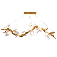 Creative Swallow Chandelier for Dining Room Chinese Style Bird Glass Hanging Lamp Kitchen Island Vintage Retro Copper Home Decor