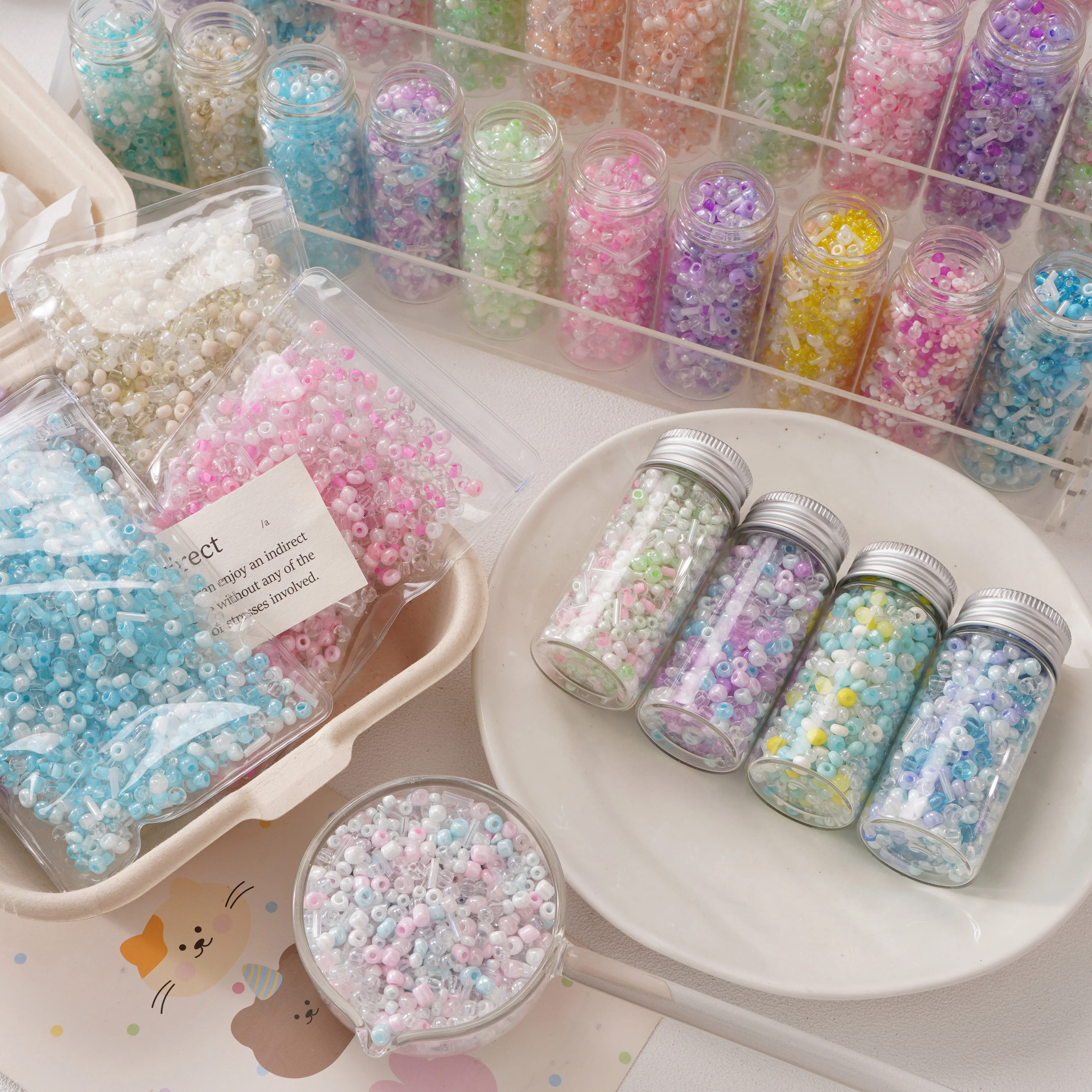 Manik-manik Kaca Campuran Warna 20g, Manik Spacer Lepas Untuk Perhiasan Buatan Tangan, Gelang, Rantai Ponsel, Kerajinan, Perlengkapan Pembuatan