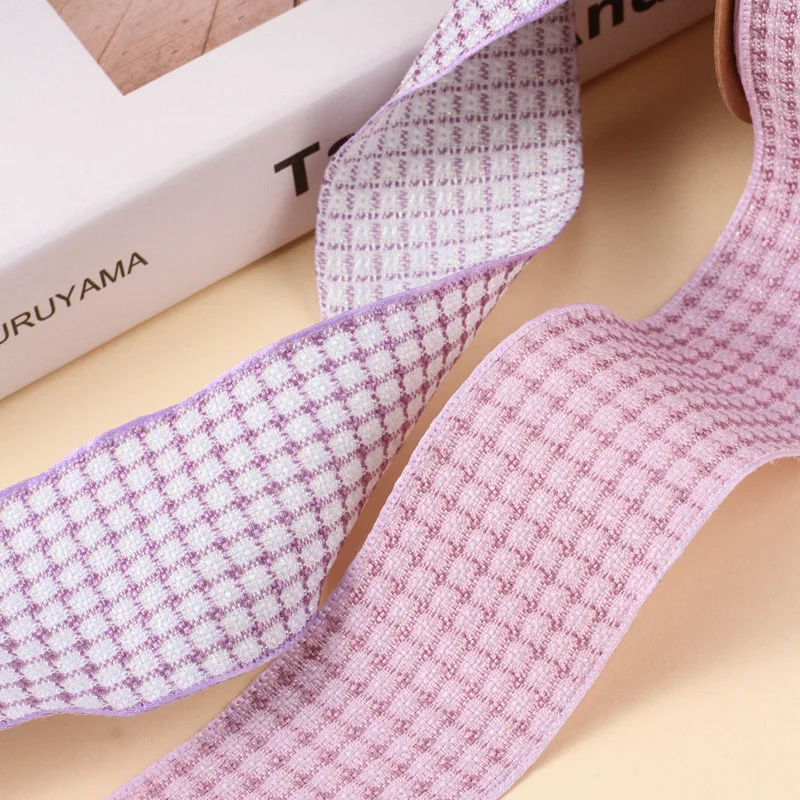 10 Yards 40MM Knit Plaid Ribbon Hair Bows DIY Crafts Handmade Accessories Home Decoration Sewing Sample