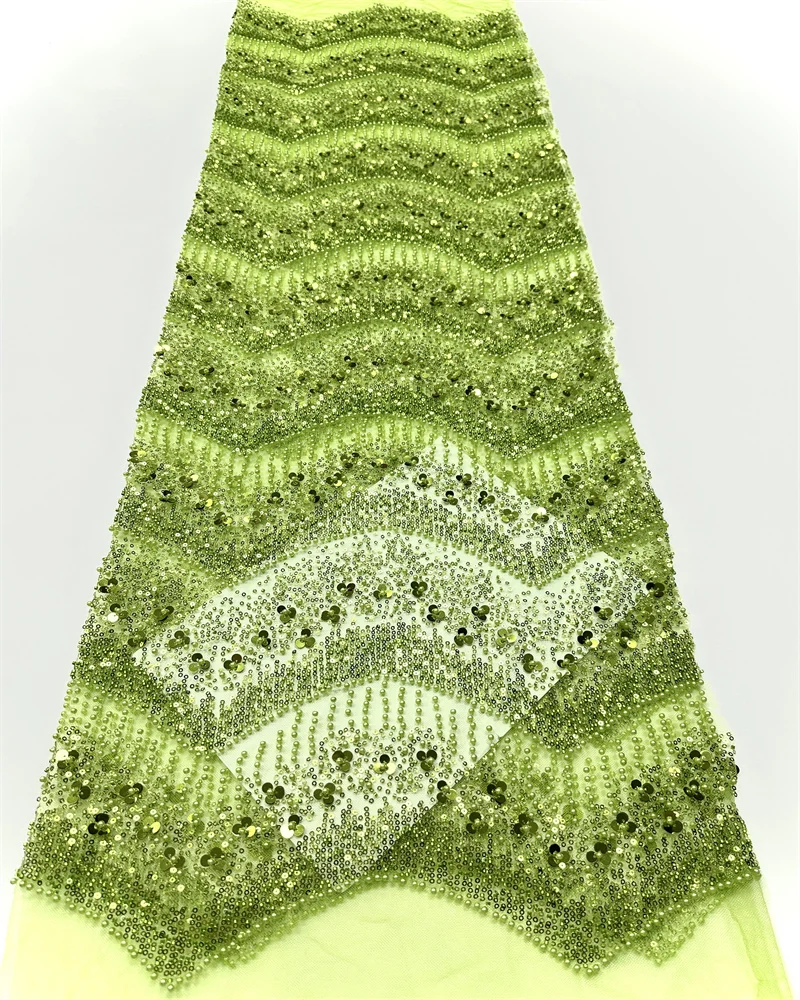 

Hot Sale 5 Yards African French Luxury Beads Sequins lace French Handmade Embroidery Nigerian Tulle Lace For Wedding Party Dress