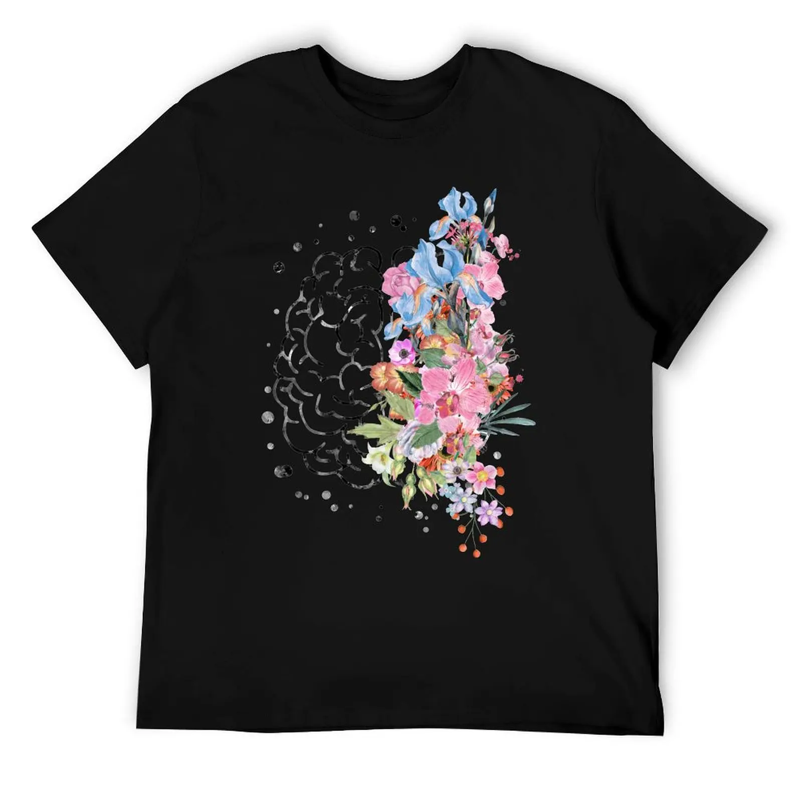

Brain anatomy, watercolor Brain, flowers brain, brain with Flowers T-Shirt cotton t shirt man t shirt custom print T-Shirt