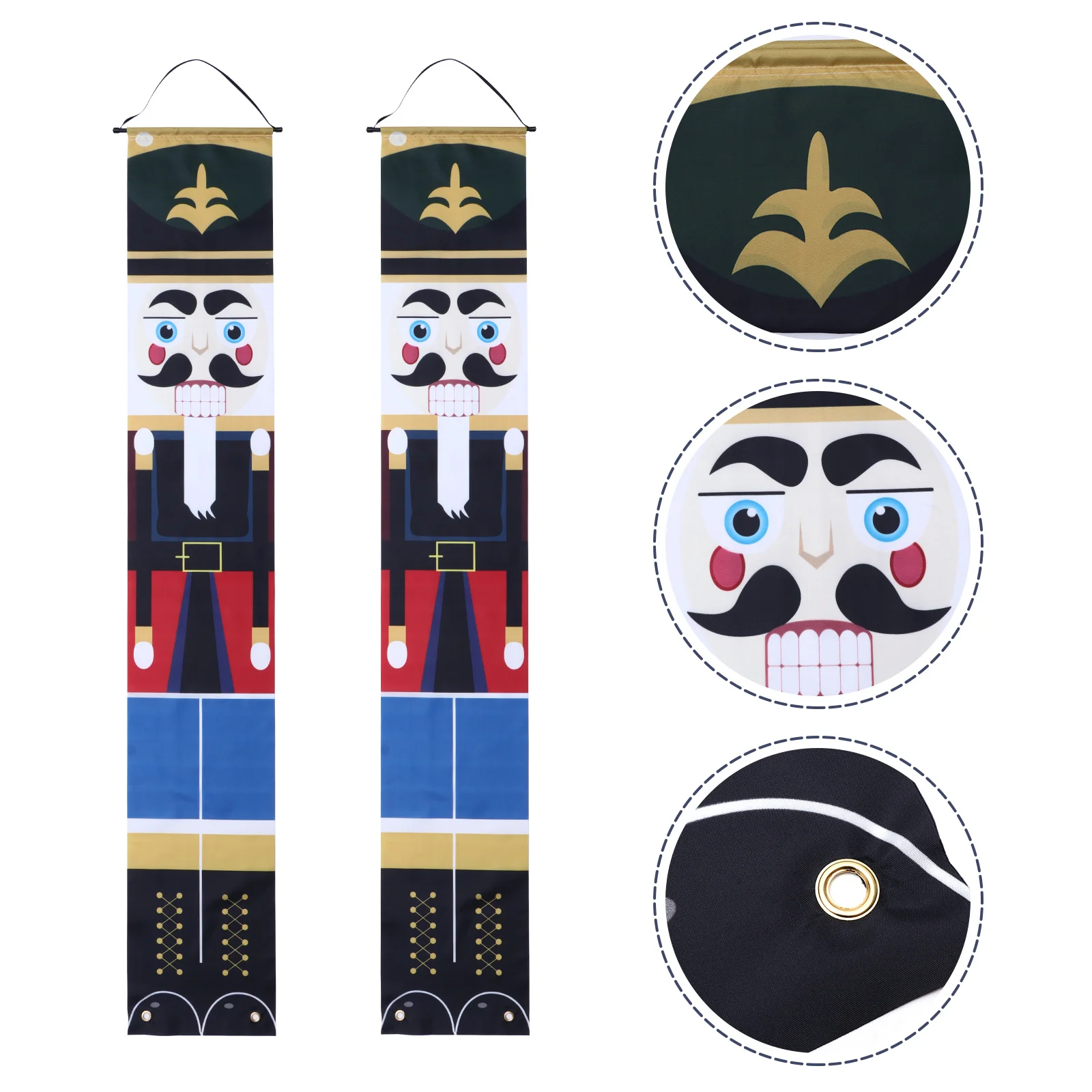 

1Pair Christmas Door Couplet Nutcracker Soldier Banner Reusable Xmas Hanging Decoration for Front Door Porch Indoor
