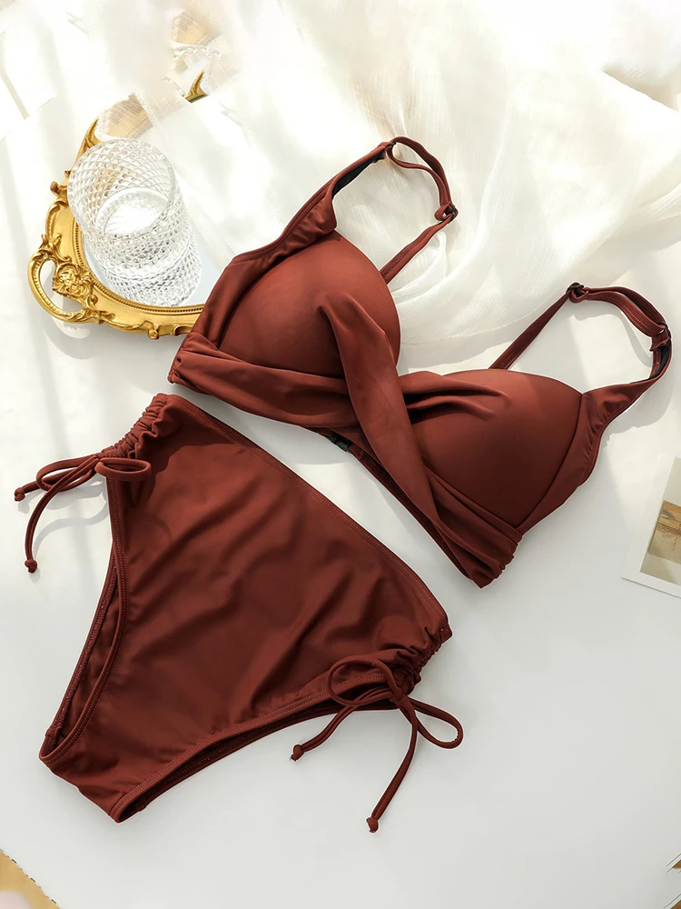 Sexy Bikini Set Women Swimwear Female Split Swimsuit High Waist Bathing Suit Bandage Beachwear Summer Winter Swimming Holiday