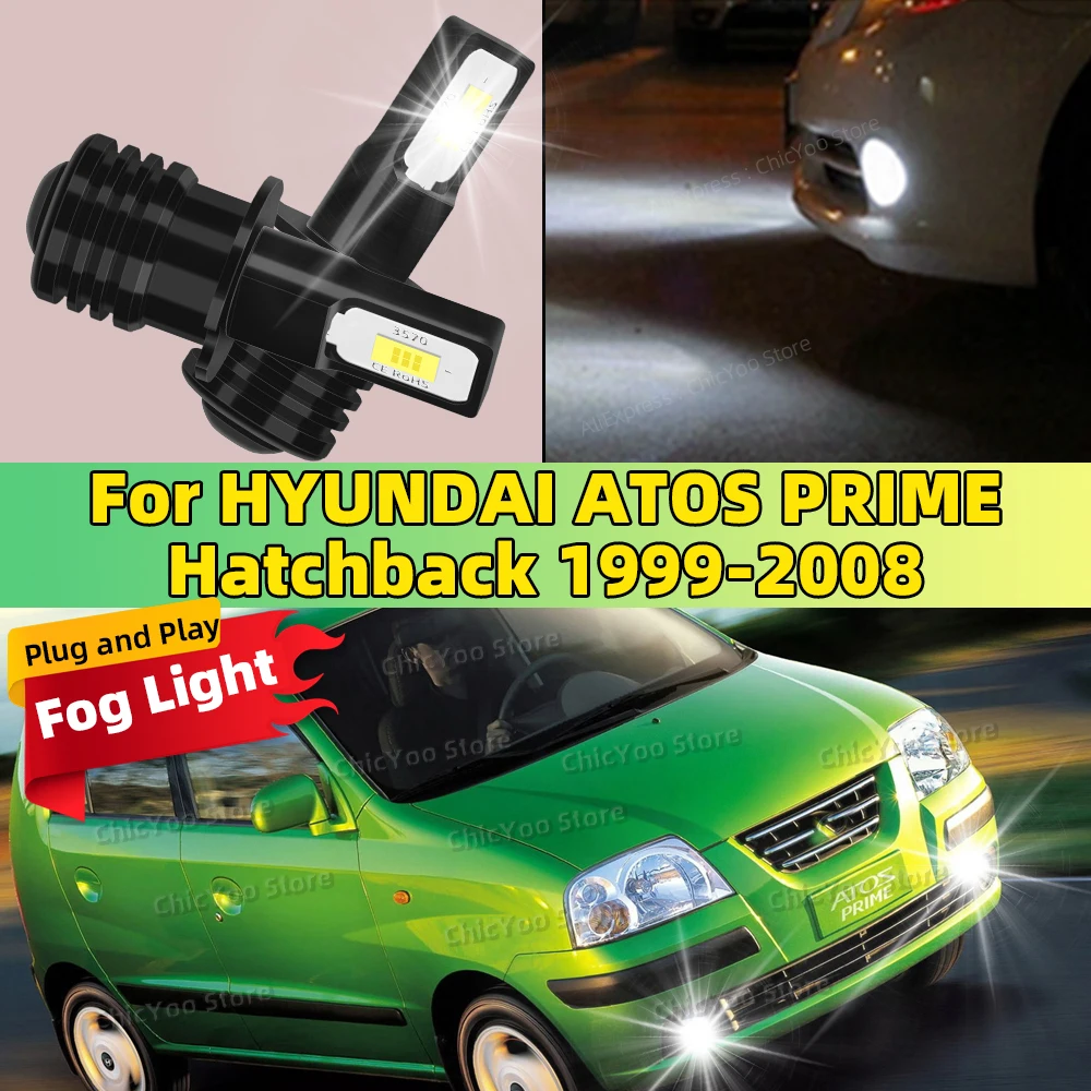 Para hyundai atos prime mx hatchback 1999-2008 2004 2005 2006 2007 lâmpadas led de nevoeiro luz de nevoeiro dianteira do carro branco 6000k alto brilho