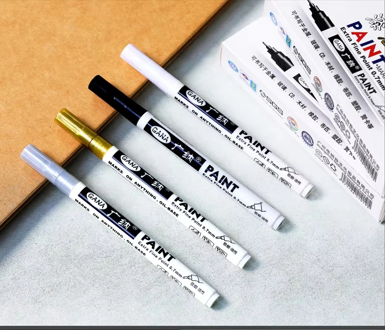 Permanenter Farbmarkierungsstift mit feiner Spitze, DIY-Farbmetallic-Stift, permanenter Gold-Silber-Marker, Ausbesserung, Schulmodellmalerei – Detail 10