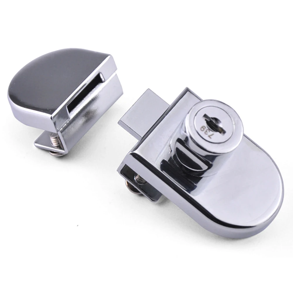 Double-door Lock Zinc Alloy Glass Cabinet Door Lock Cell Phone Counter Lock No Drilling For 5-8mm Thick Glass Furniture Hardware