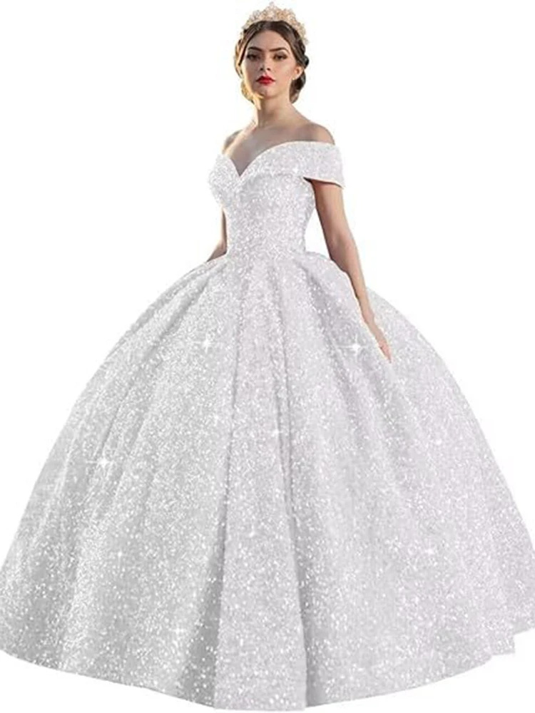 Customized Ball Gown Quinceanera Dresses Shiny Sequins Off Shoulder Prom Birthday Party Gowns Formal Vestido De Anos Sweet 16 image 2