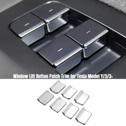 Window Switch Button Cover Window Lift Button Patch Trim for Tesla Model Y/3/3+ Highland 2024 ABS Chrome Car Accessories 7pcs