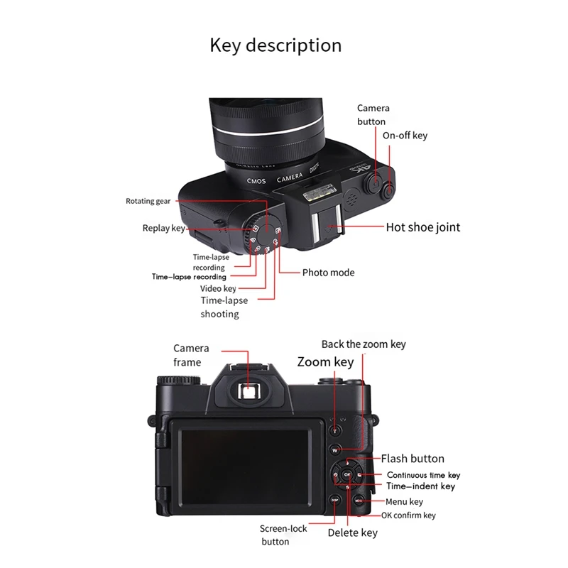 4K WIFI Web Cam 48MP Streaming Camcorder Camera Digital Camera With Wide Angle Lens