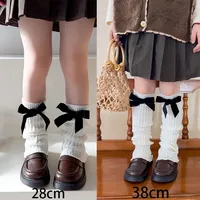 New Winter 28cm/38cm Children Korean Bow-knot Lolitas Leg Warmers Kids Knitted Foot Cover for Girls Elastic Tube Heap Heap Socks