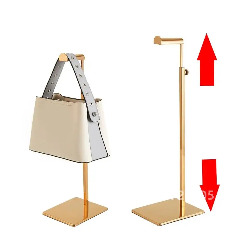 

Clothes Display Supporter Bag Rack Stainless Steel Floor Stand Handbags Scarves Adjustable Displaying Pole