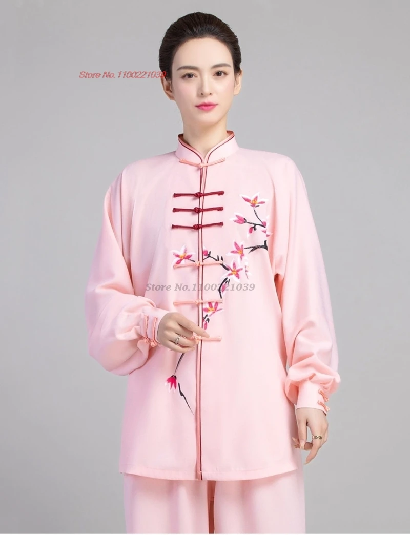 2024 traditional chinese tai chi wushu uniform kungfu exercise training practice national flower print breathable martial arts