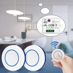 RF433MHz interruttore luce telecomando Wireless 10A 100-240V Controller relè modulo fai da te Mini interruttore a pulsante rotondo per illuminazione Led