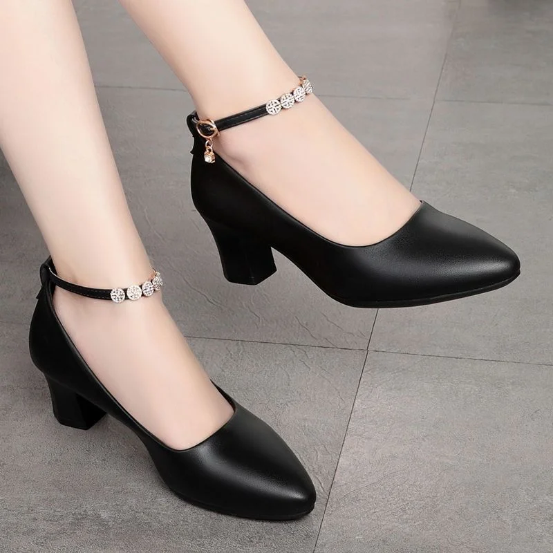 

Zapatos женские классические туфли с острым носком, черные туфли с пряжкой и ремешком на квадратном каблуке, sapatos femininas, женские крутые удобные офисные рабочие туфли z306