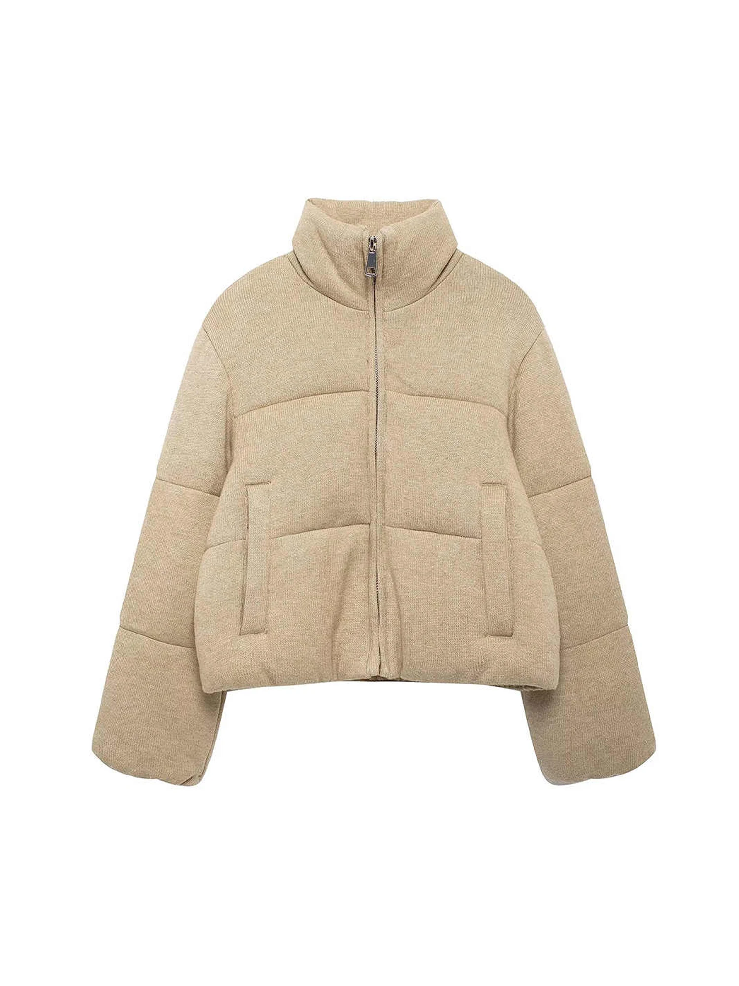 

Women Khaki Winter Parka Jacket Coat Vintage Outerwear Thicken Warm Turtleneck Overcoat Harajuku Cropped Padded Jacket Clothes