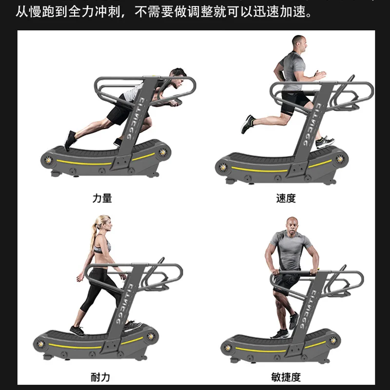 Commercial & Home Non-Motorized Wooden Treadmill, No Power Required, Shock Absorption Fitness Equipment
