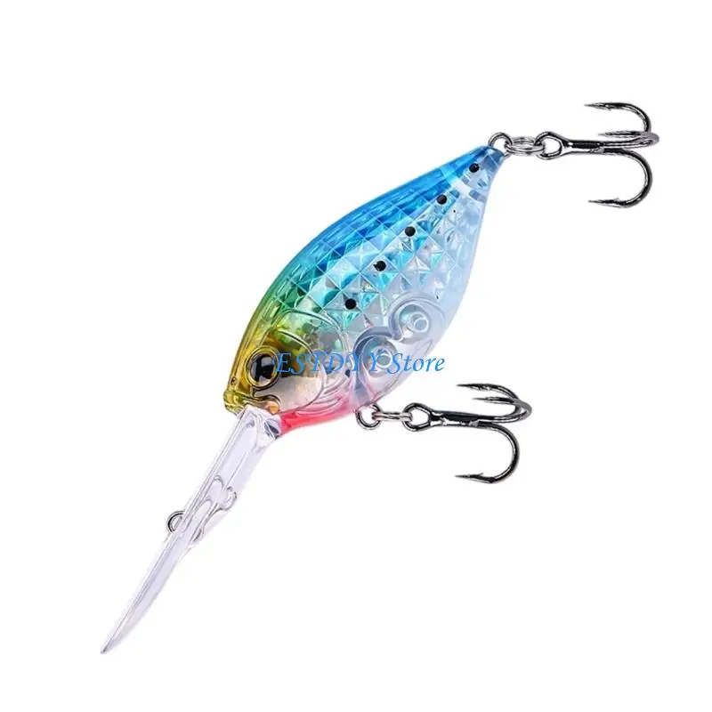 

G6DE Rattling Fishing Lures With Long Lip And Treble Hook Realistic Vibrating Plastic
