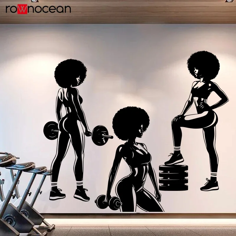 Gym Wall Decal Afro Girl Power Decor Workout Art Vinyl Gym Wall Stickers Bedroom Gym Workout Girl Motivation Crossfit E894