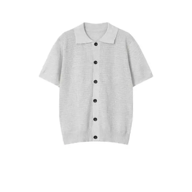 

Mr. WH American Design Knitted Short Sleeve Half Sleeve Open Cardigan T-Shirt Casual Loose Fit Polyester Fiber Summer New Style