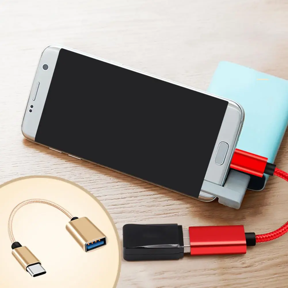 Nylon OTG Braided Adapter Cable USB Data Micro U Disk Cable