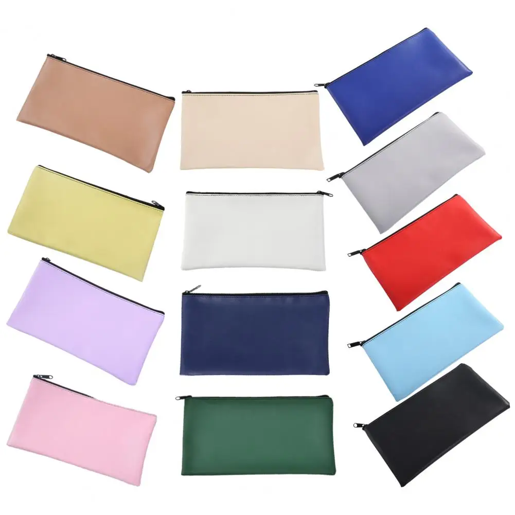 Пенал из искусственной кожи на молнии, чехол для ручки для денег, безопасная банковская сумка, кошелек для монет, купюр, чеков, счетов, косметические инструменты