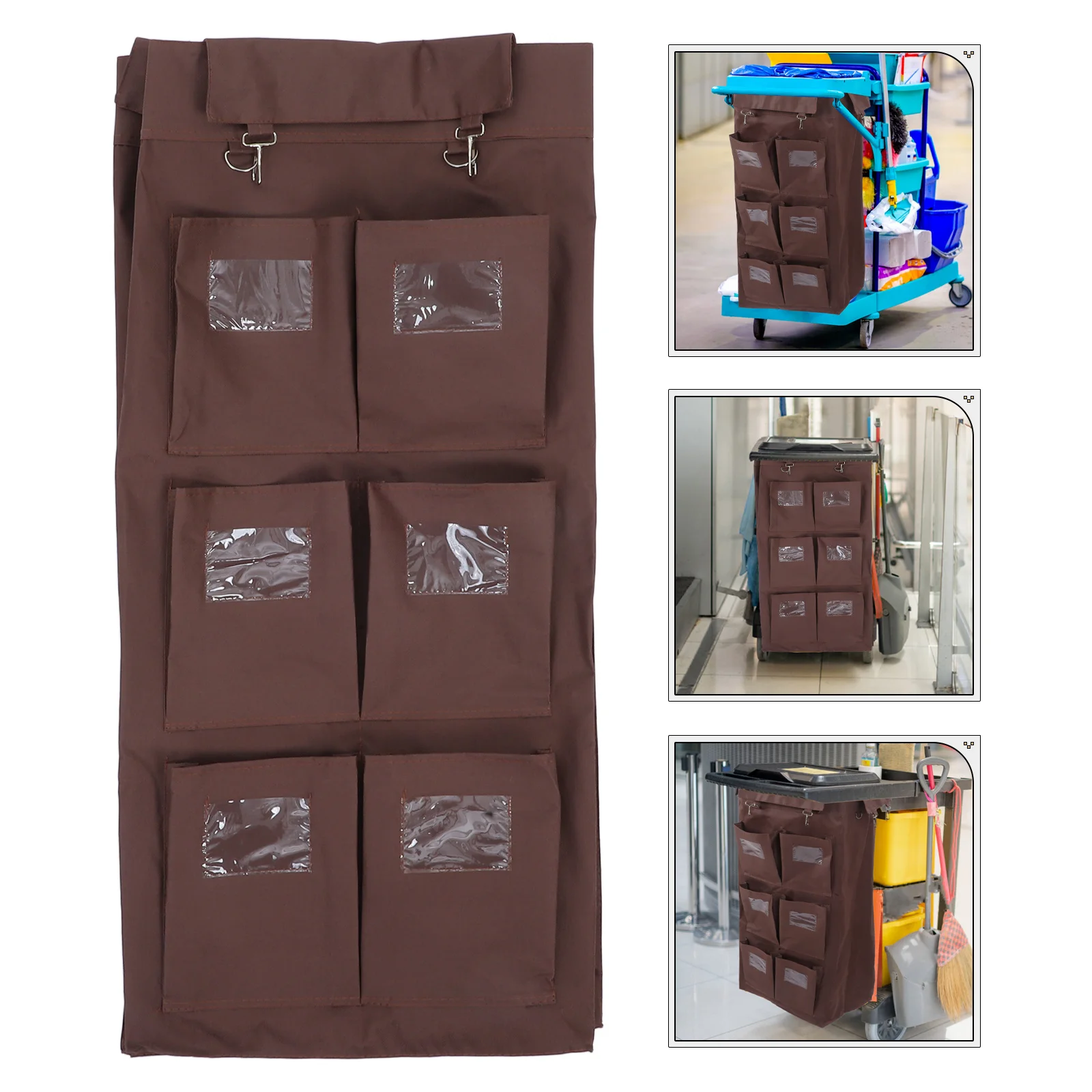 

Мешок для чистки, 6 карманов, большая вместительная ткань Оксфорд, герметичная корзина для белья для домашней тележки, сменная тележка Janitorial