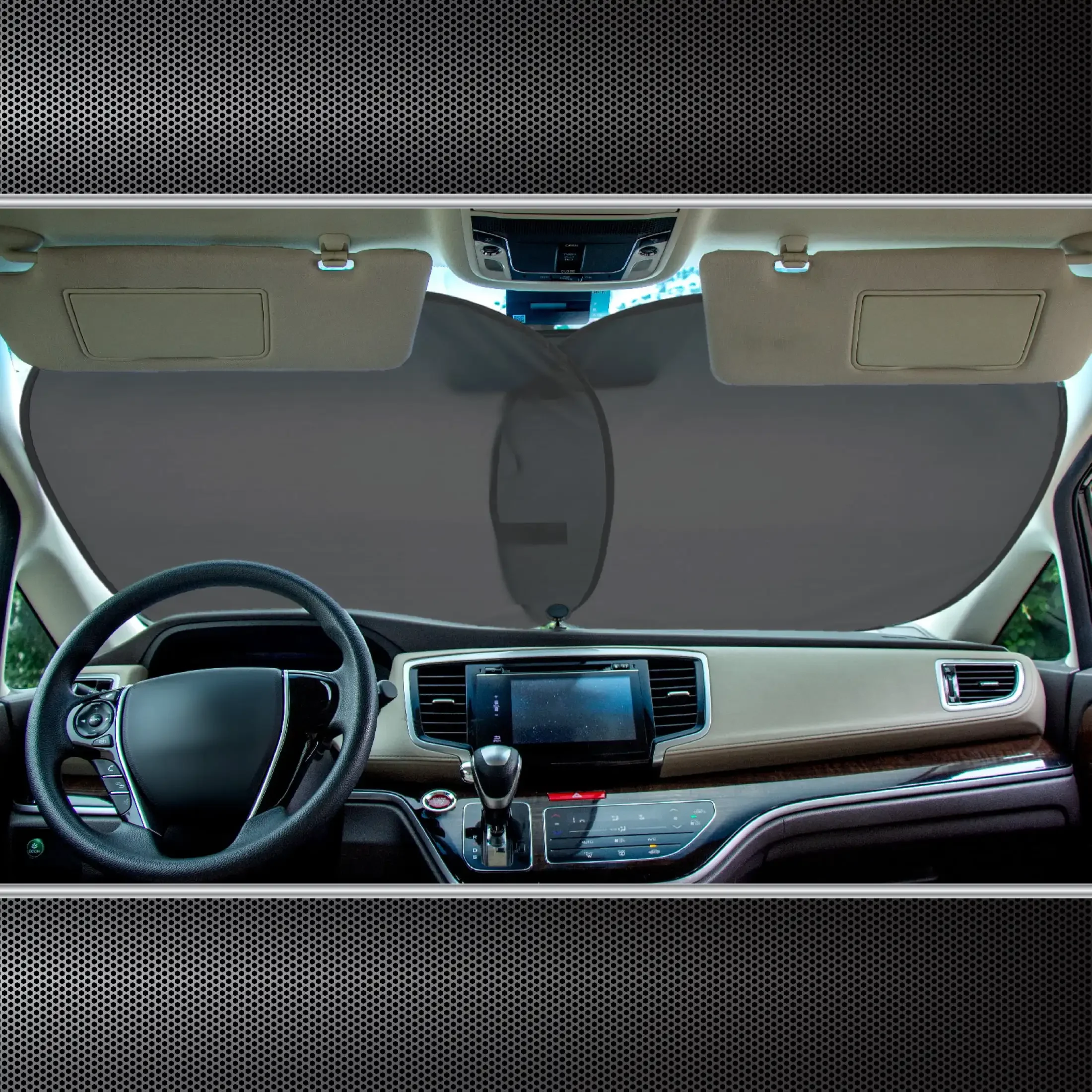 مظلة شمسية ملتوية للزجاج الأمامي باللون الأبيض مناسبة تمامًا مع عدد 2، 28.5 بوصة × 31.5 بوصة