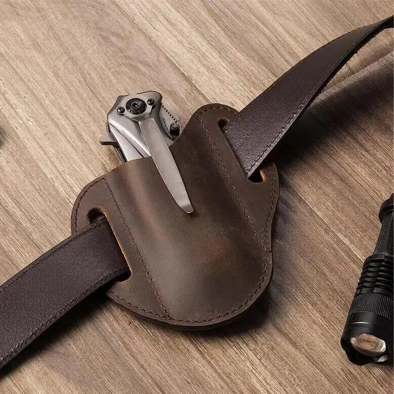 Folding Knives Holster Men Leather Organizer Sheath for Folding Knives Pocket Knives Holder with Belt Clip Men Leather Organizer