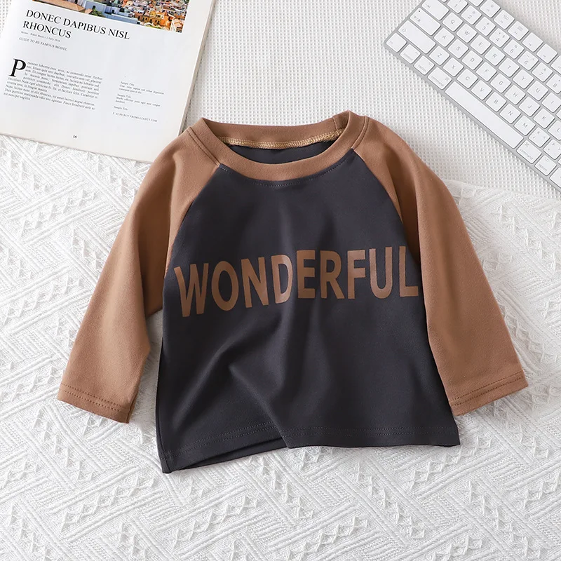 Autumn Baby Boys Girls Long Sleeved T-shirt Children Korean Clothing Top Pullover Casual Kids Blouse O-Neck Bottom Shirt 1-6 Yrs