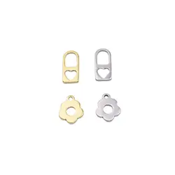 10pcs Wholesale Stainless Steel Mini Lock Flower Charms Pendant DIY Necklace Earrings Bracelets Unfading Colorless 2 Colors