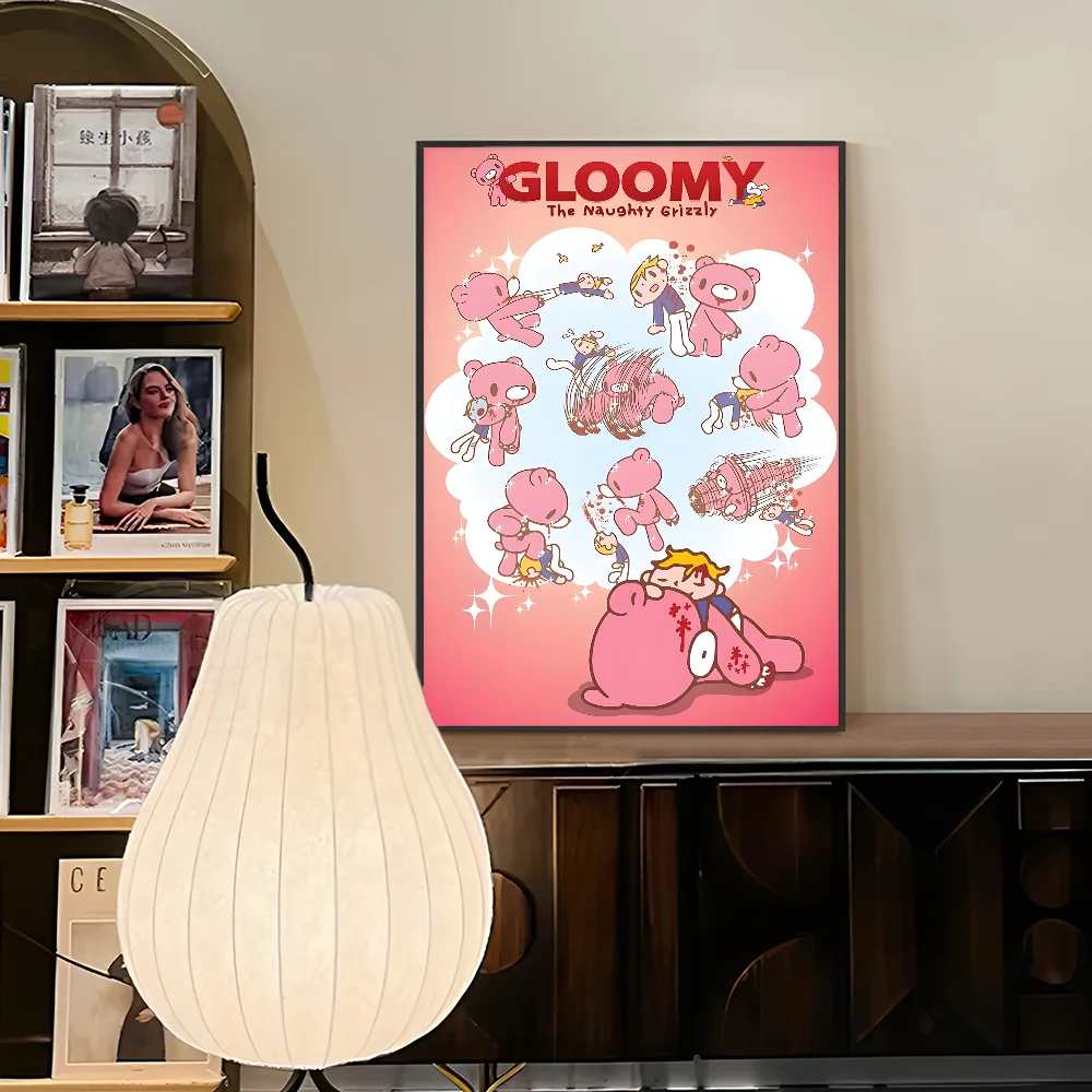 Cartoon G-gloomy Bear Vintage Posters Sticky Retro Kraft Paper Sticker DIY Room Bar Cafe Kawaii Room Decor