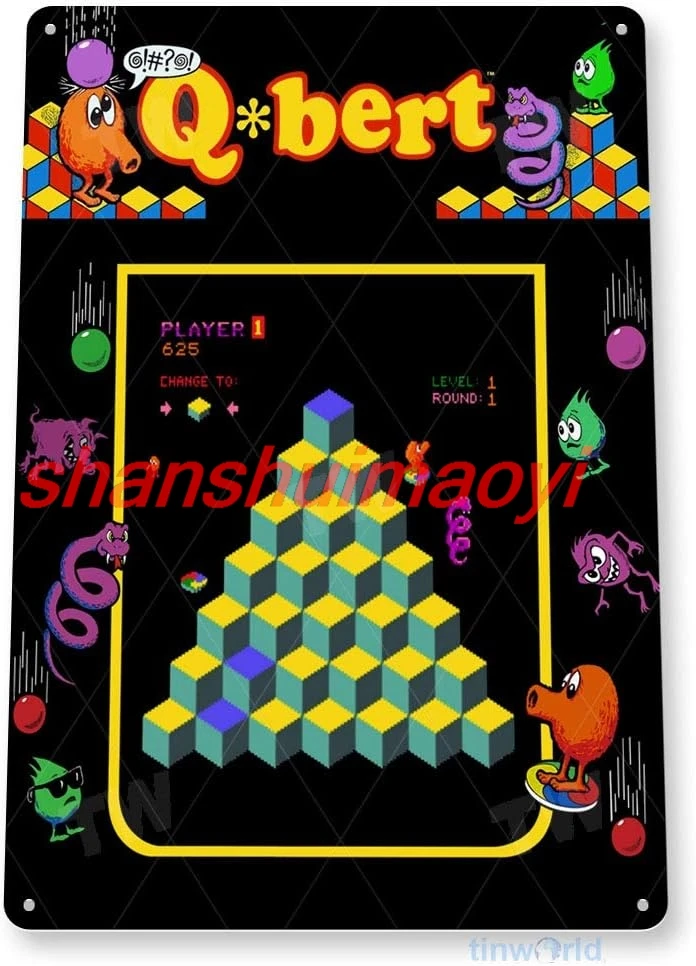 Q-bert Arcade Shop Game Room Art Marquee Wall Decor - 8