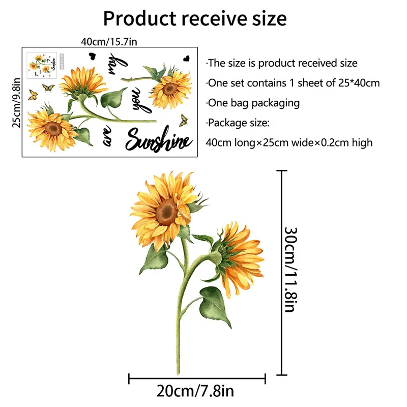 M19 Pflanzen Blumen Sonnenblumen Schmetterlinge Wanda uf kleber Toiletten aufkleber Badezimmer Toiletten abdeckung Kühlschrank Aufkleber WC Dekoration – Detail 25