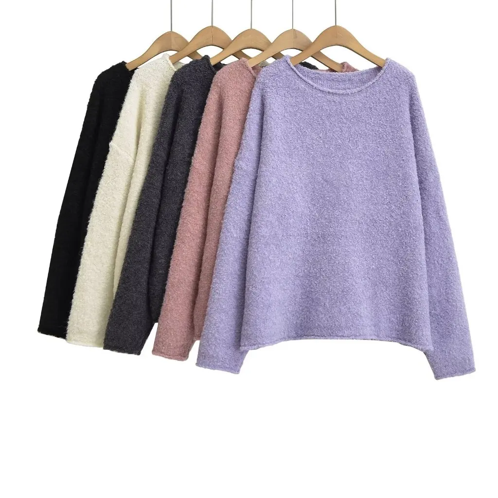 

Women's Nai Huan Loop Wool Knitted Long-Sleeved Sweater Korean Style Loose Shoulder Lazy Fit Autumn Winter New