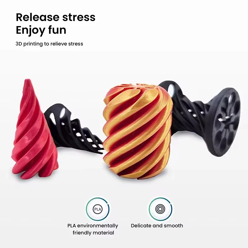 3D Printed Spiral Cone Toy Pyramid Helix Screw Fidget Toy Decompression Ornaments Vortex Thread Impossible Passthrough Sculpture