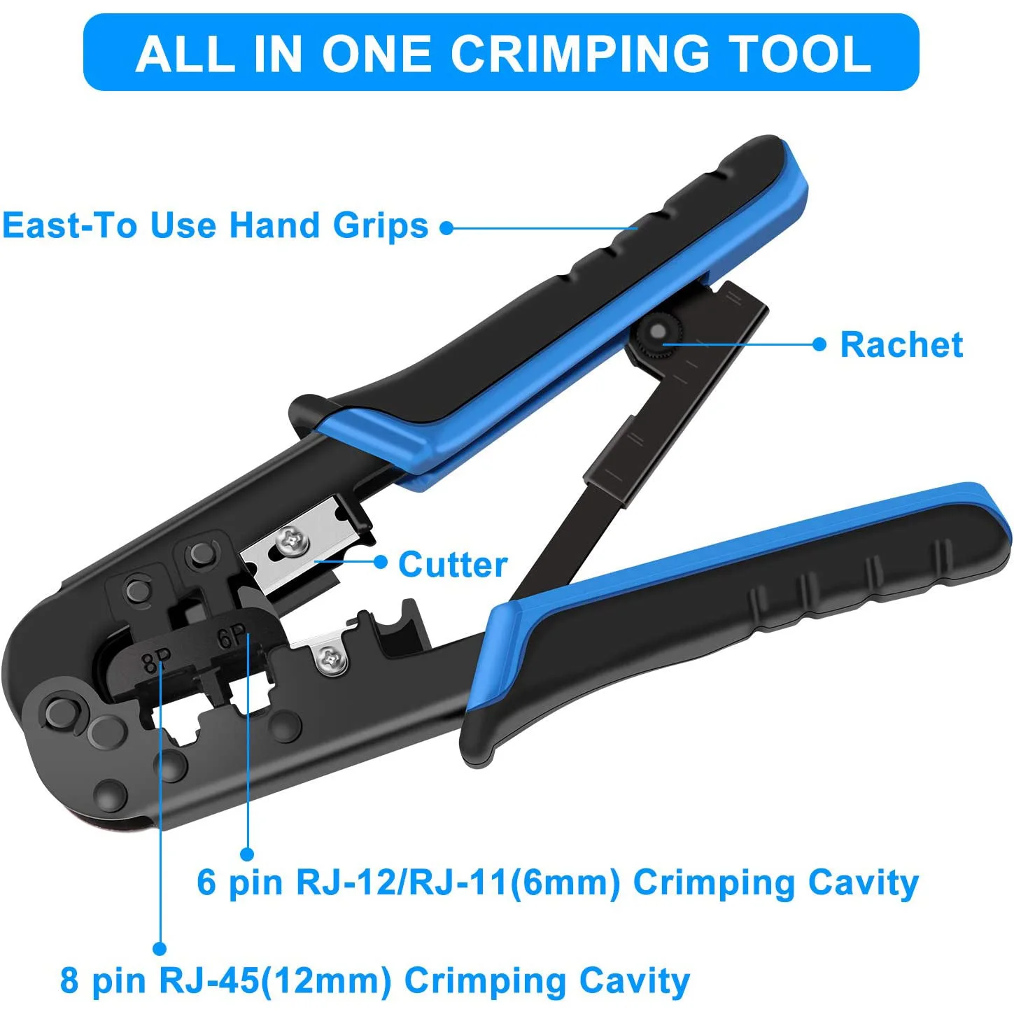 Outil de sertissage de câble LAN, outil de coupe et de bande, RJ45 CriAJTool, Cat5, Catinspectés, RJ22, RJ11, RJ12