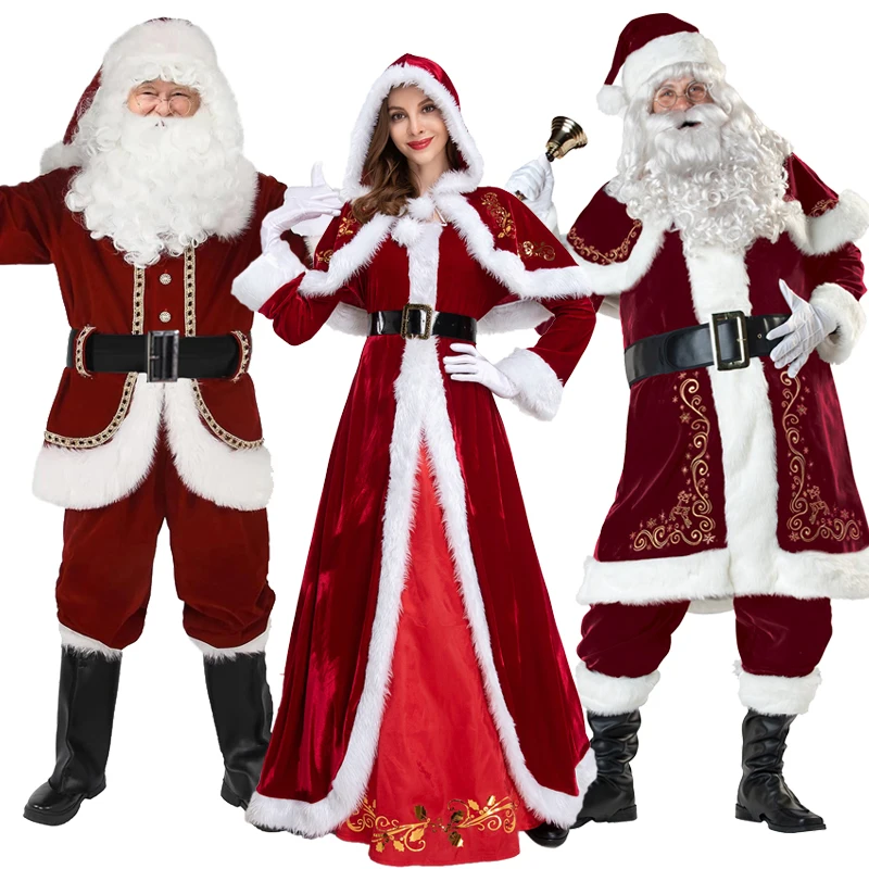 

Костюм Санта-Клауса для взрослых (мужской и женский), большой размер, для праздничных мероприятий и развлечений