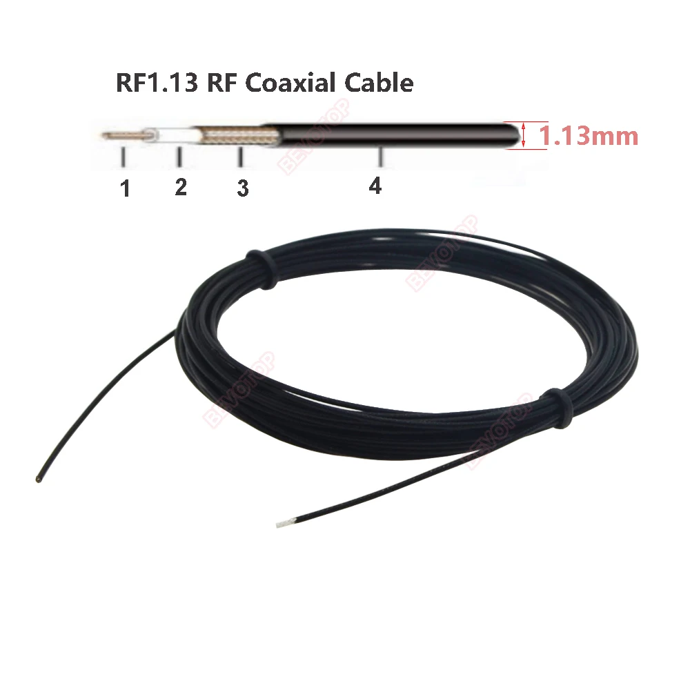 RF1.13 RF Coaxial Cable OD=1.13mm Pigtail 50 Ohm RF Coax Extension Cord Mini Wire for RF Connector