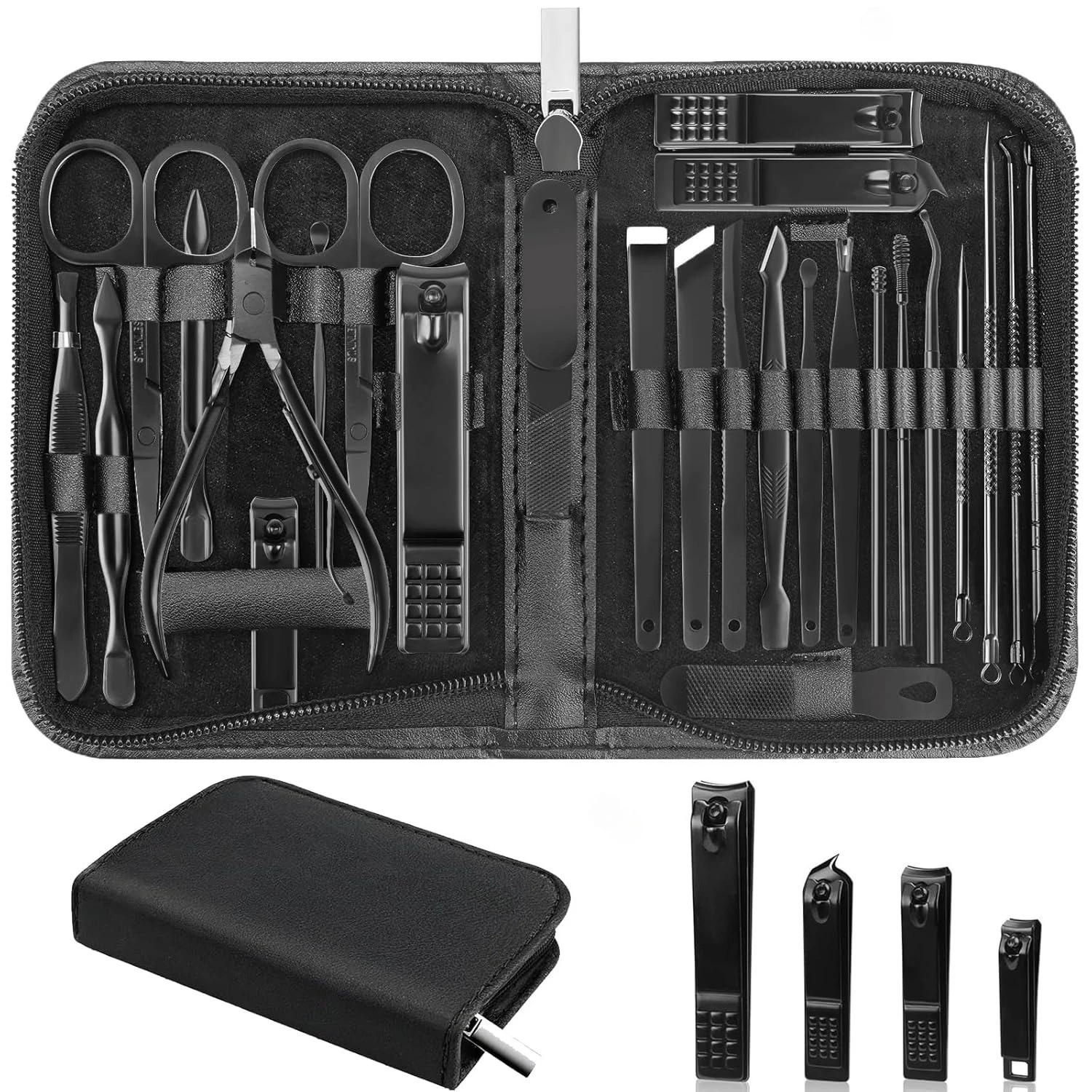 Nail Clippers Set 26 Piece Manicure Set & Pedicure Kit Stainless Steel Fingernail & Toenail Clipper Cutters Nail Care Tools