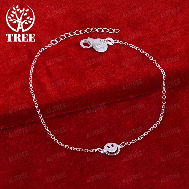 Minimalist 925 Sterling Silver Smiley Face Couple Bracelet  Versatile Jewelry Accessories ValentineDay Party And Everyday Wear