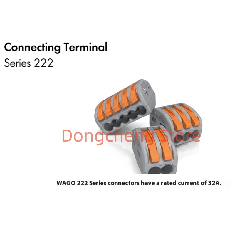 

20pcs/lot WAGO 222-415 222-413 222-412 2/3/5 holes Quick wiring terminal 0.08-4mm² Electrical Equipment Lever wire connector