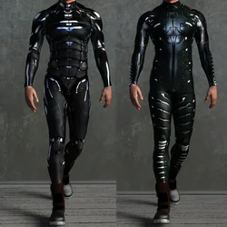 Erkek Kadın CyberPunk Mekanik Zırh Tulum Cadılar Bayramı Partisi Cosplay Kafatası Steampunk Kostüm Elastik Bodysuits Tulum