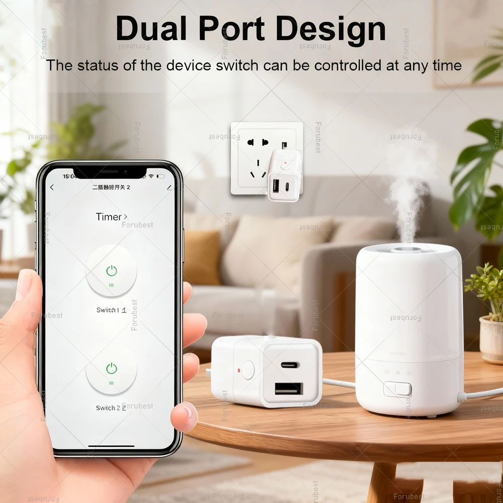 Zigbee 3.0 Micro USB Adaptor Switch,Mini Smart Plug,5V USB Type-C Power Adapter,Timer On Off Control,Works with Tuya Zigbee2MQTT