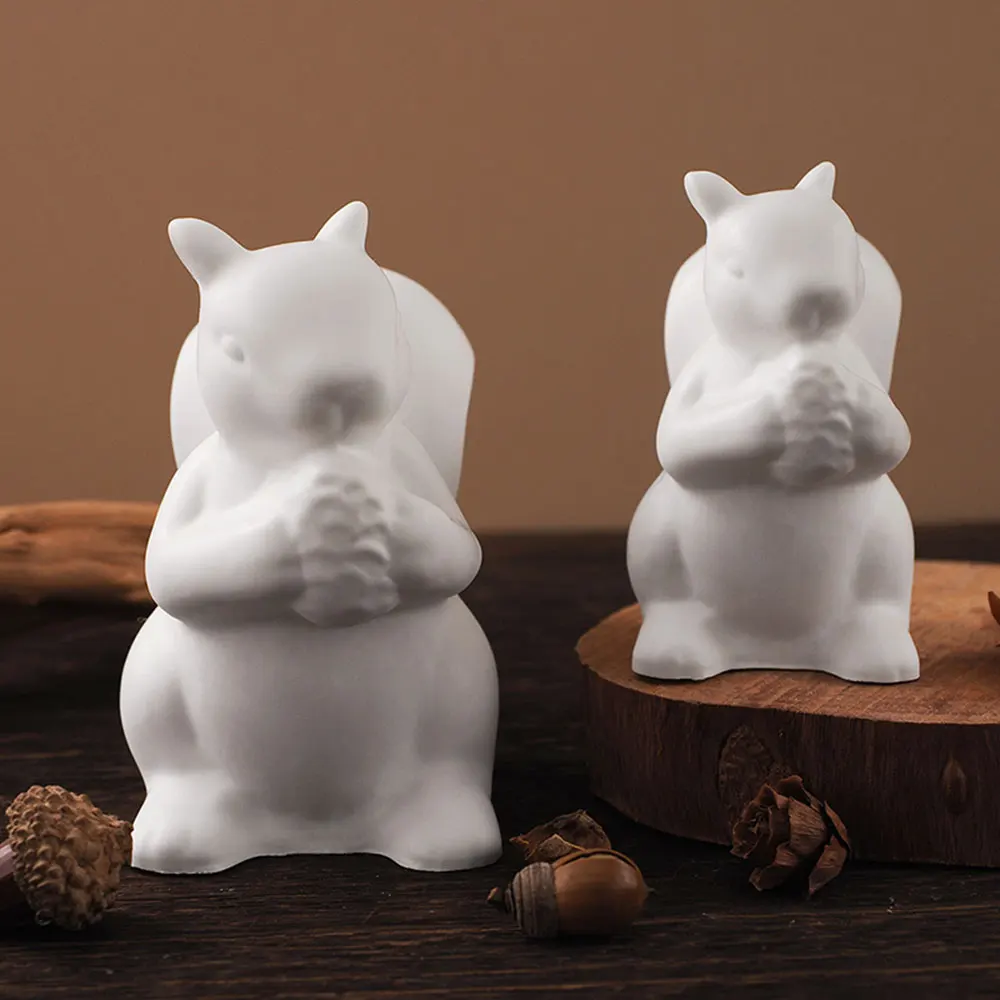 Easter Mold Flower Basket Candle Cup Silicone Mold DIY Concrete Flower Pot Cute Squirrel Pinecone Resin Plaster Ornament Molds