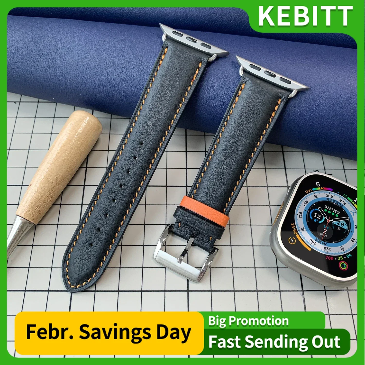 

Kebitt High Quality Leather Band For Apple Watch Series 11 Ultra3 10 9 41MM 45MM 49mm 46mm 42mm Leather Strap Iwatch Band