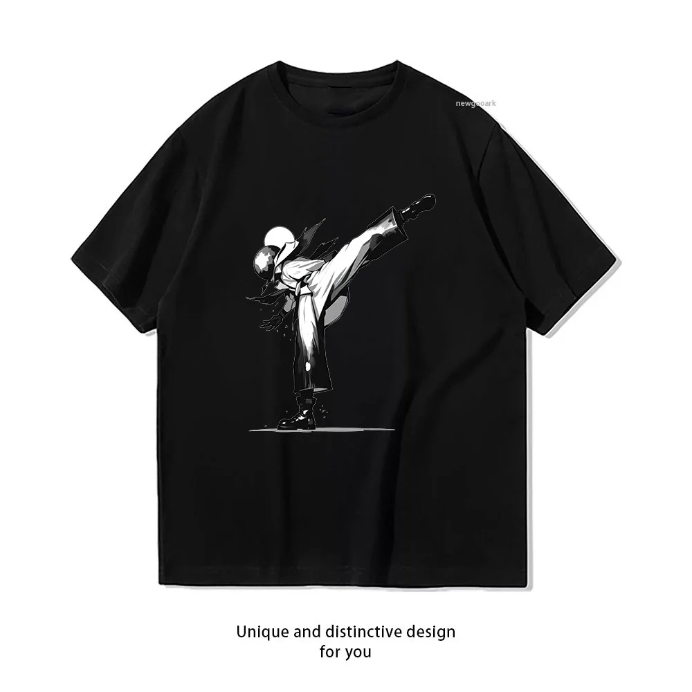 Kick Art Anime Style T-Shirt Design  Casual Cotton Short Sleeve Tee for Men Women